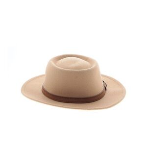 Tan Fedora Hat with Brown Band